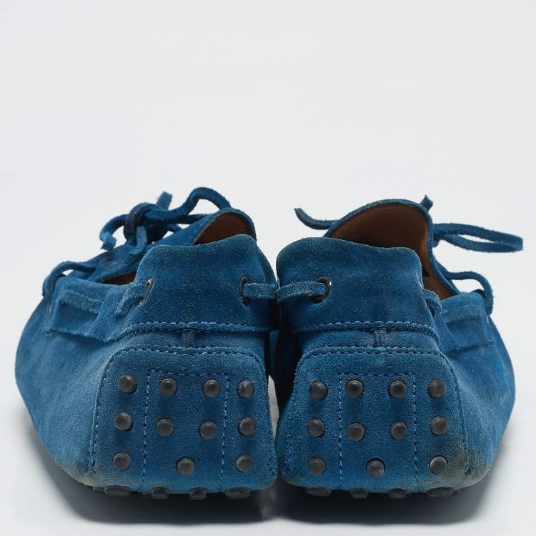 Pre Owned Tod's Blue Suede Slip On Loafers Size 44.5