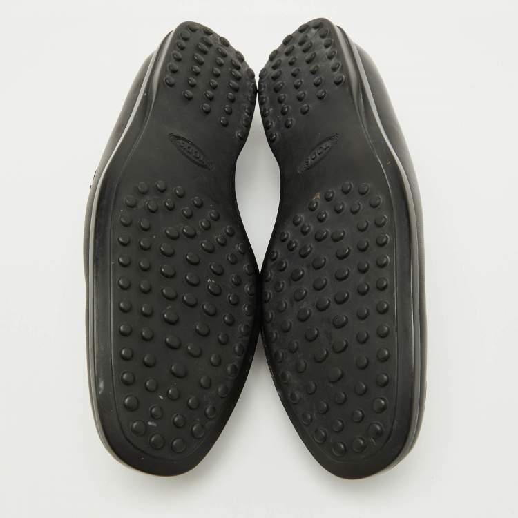 Pre Owned Tod's Black Leather Slip On Penny Loafers Size 42.5