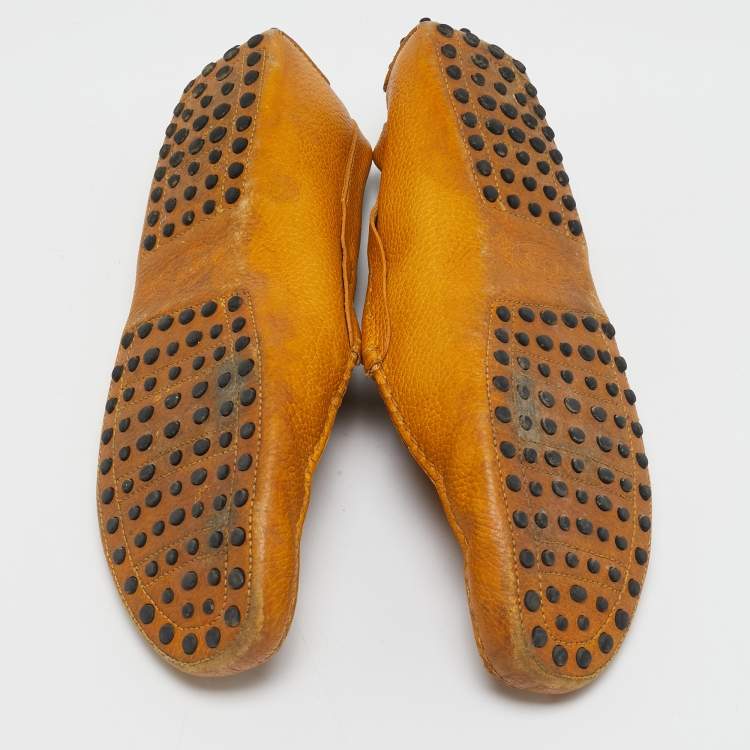 Pre Owned Tod's Yellow Leather Slip On Loafers Size 45.5