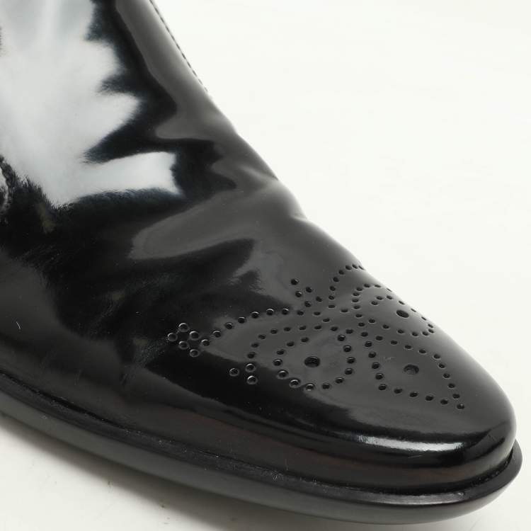 Pre Owned Tod's Black Patent Leather Moccasins Size 44.5