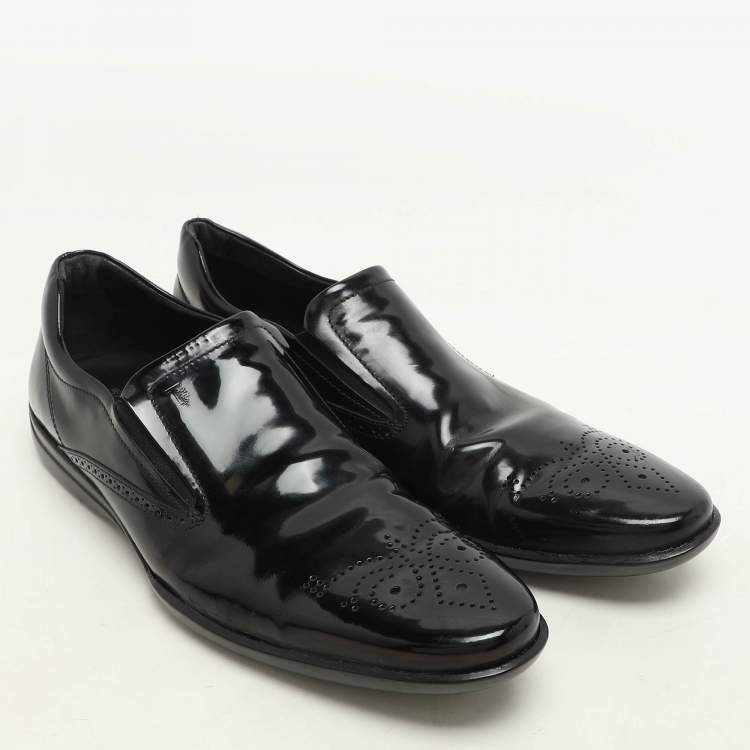 Pre Owned Tod's Black Patent Leather Moccasins Size 44.5