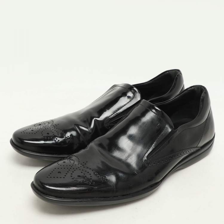 Pre Owned Tod's Black Patent Leather Moccasins Size 44.5