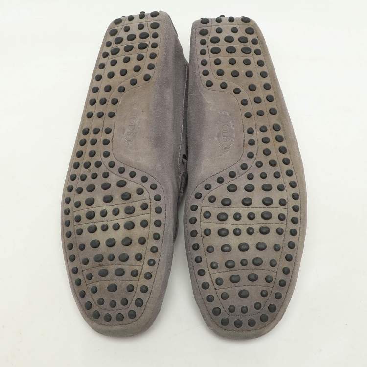 Pre Owned Tod's Grey Suede Loafers Size 44.5