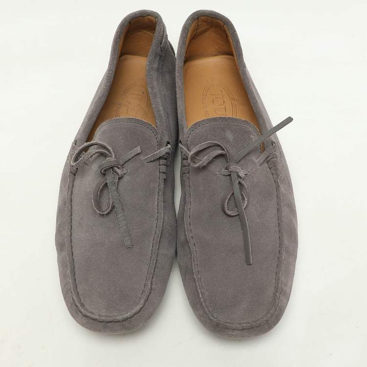 Pre Owned Tod's Grey Suede Loafers Size 44.5
