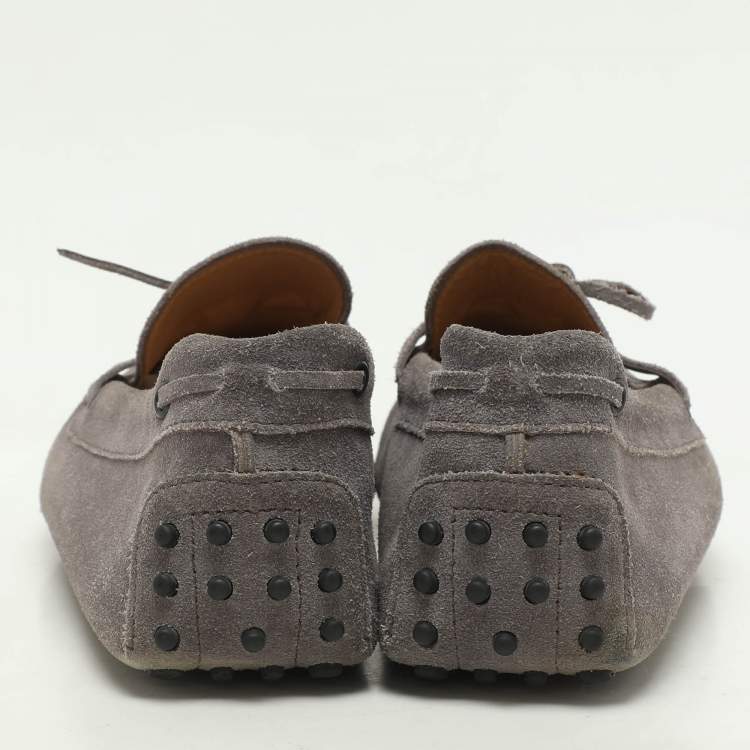 Pre Owned Tod's Grey Suede Loafers Size 44.5