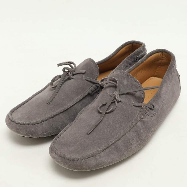 Pre Owned Tod's Grey Suede Loafers Size 44.5