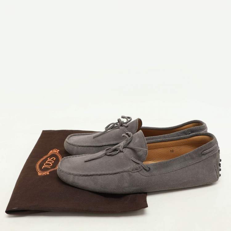 Pre Owned Tod's Grey Suede Loafers Size 44.5