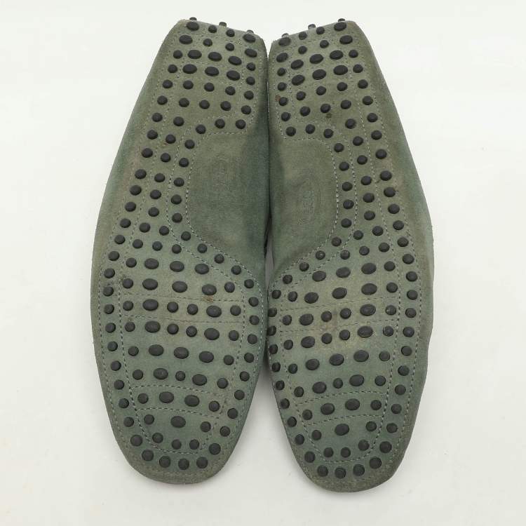 Pre Owned Tod's Green Suede Loafers Size 45