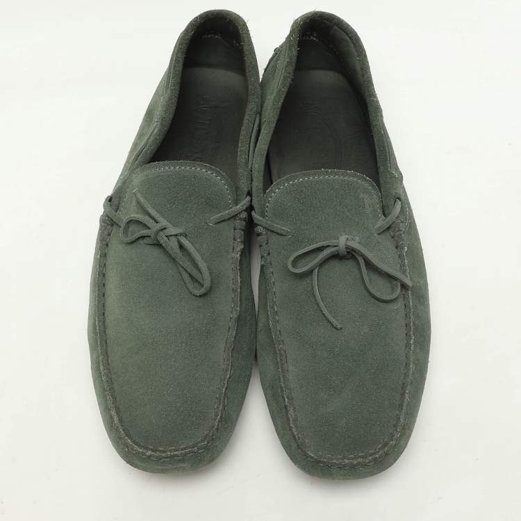 Pre Owned Tod's Green Suede Loafers Size 45