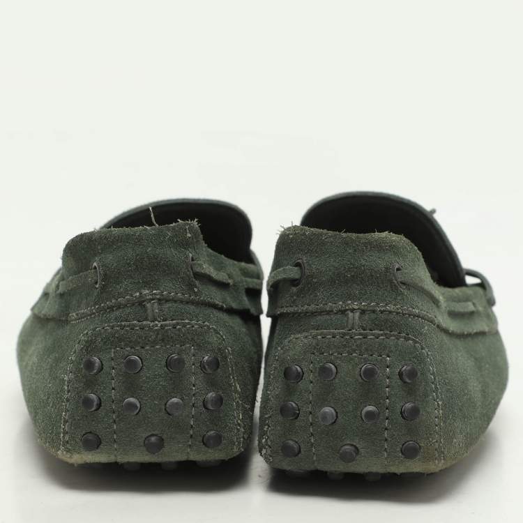 Pre Owned Tod's Green Suede Loafers Size 45
