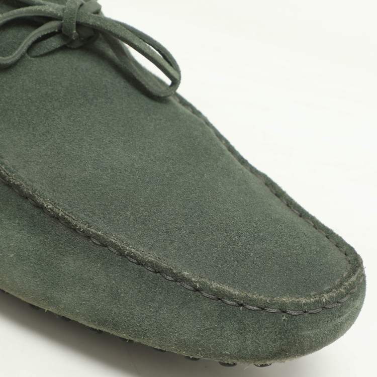 Pre Owned Tod's Green Suede Loafers Size 45
