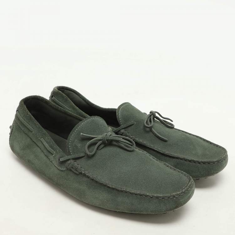 Pre Owned Tod's Green Suede Loafers Size 45