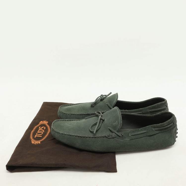 Pre Owned Tod's Green Suede Loafers Size 45