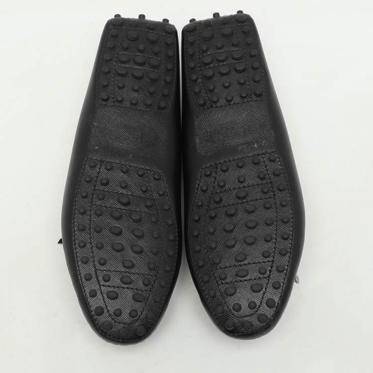 Pre Owned Tod's Black Leather Bow Loafers Size 37