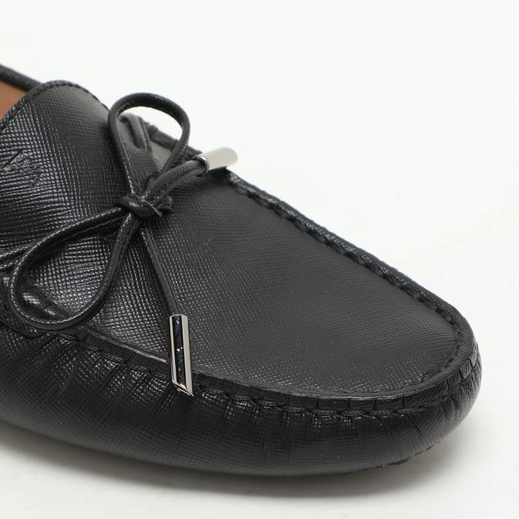 Pre Owned Tod's Black Leather Bow Loafers Size 37