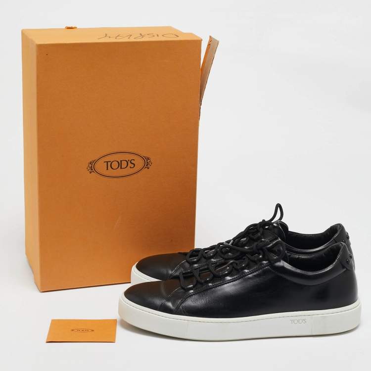 Pre Owned Tod's Black Leather Low Top Sneakers Size 44