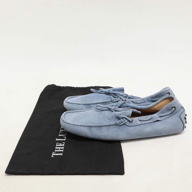Pre Owned Tod's Light Blue Suede Loafers Size 42
