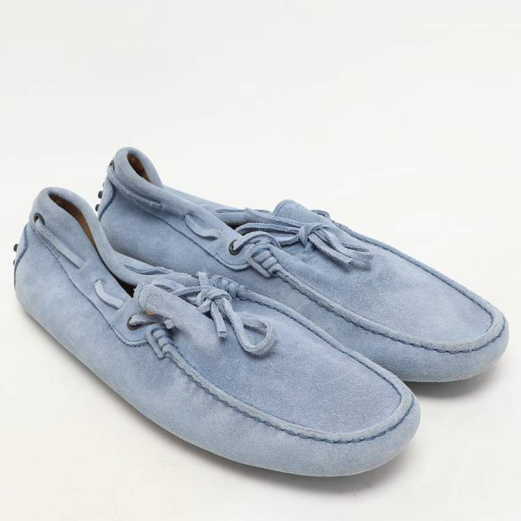 Pre Owned Tod's Light Blue Suede Loafers Size 42
