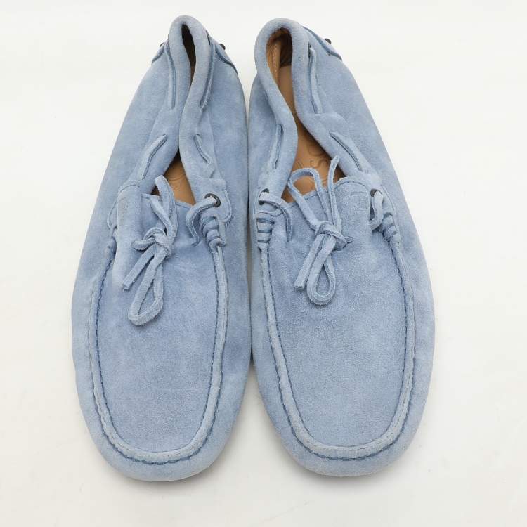 Pre Owned Tod's Light Blue Suede Loafers Size 42
