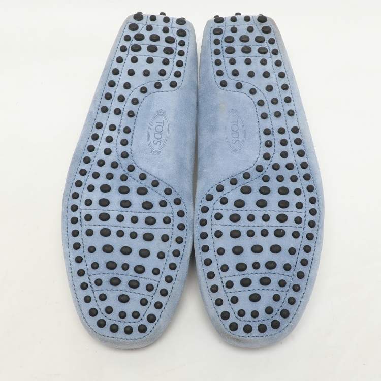 Pre Owned Tod's Light Blue Suede Loafers Size 42