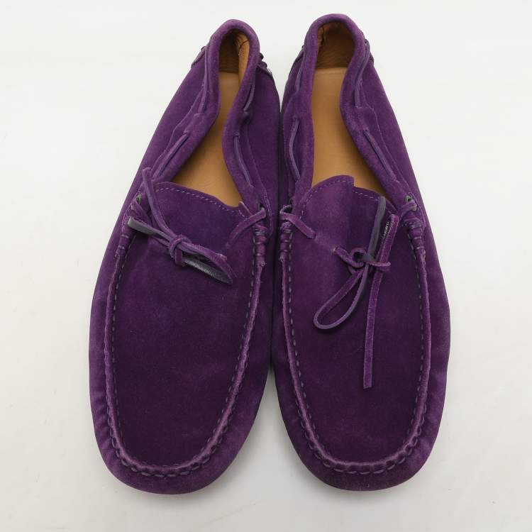 Pre Owned Tod's Purple Suede Loafers Size 42.5