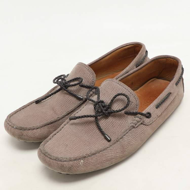 Pre Owned Tod's Beige Nubuck Leather Driver Loafers Size 41