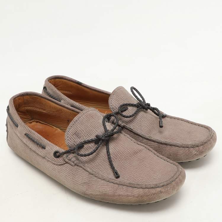 Pre Owned Tod's Beige Nubuck Leather Driver Loafers Size 41