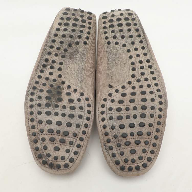 Pre Owned Tod's Beige Nubuck Leather Driver Loafers Size 41