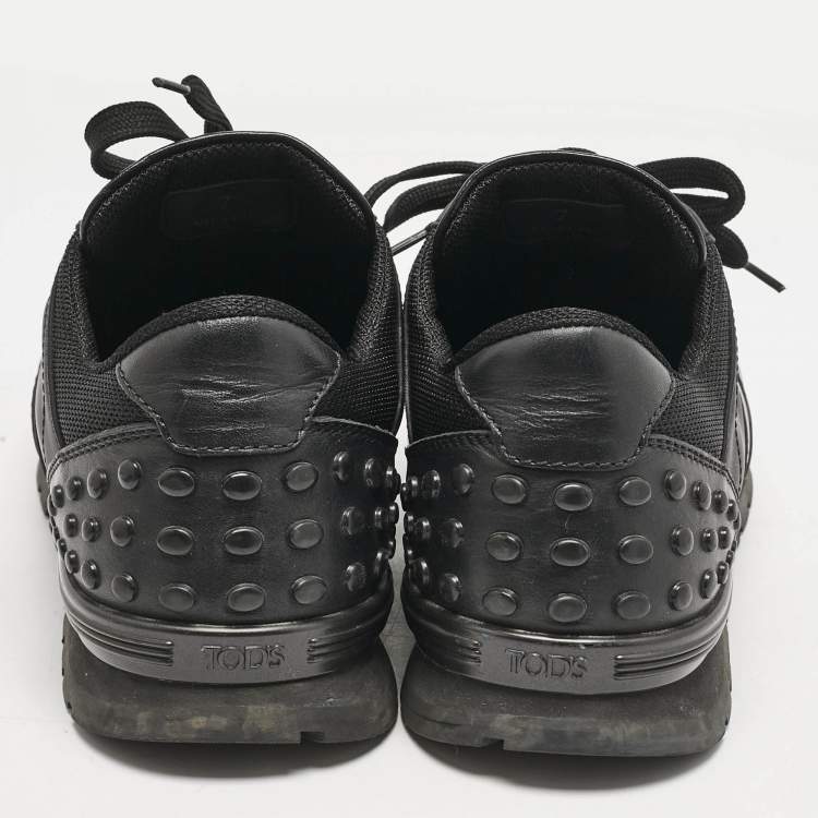 Pre Owned Tod's Black Nylon, Mesh and Leather Low Top Sneakers Size 41