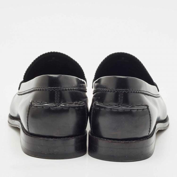 Pre Owned Tod's Black Leather Slip On Loafers Size 42