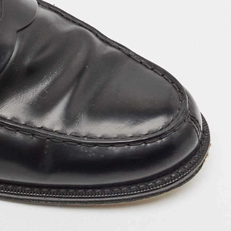 Pre Owned Tod's Black Leather Slip On Loafers Size 42
