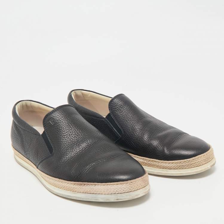 Pre Owned Tod's Navy Blue Leather Espadrille Loafers Size 42.5