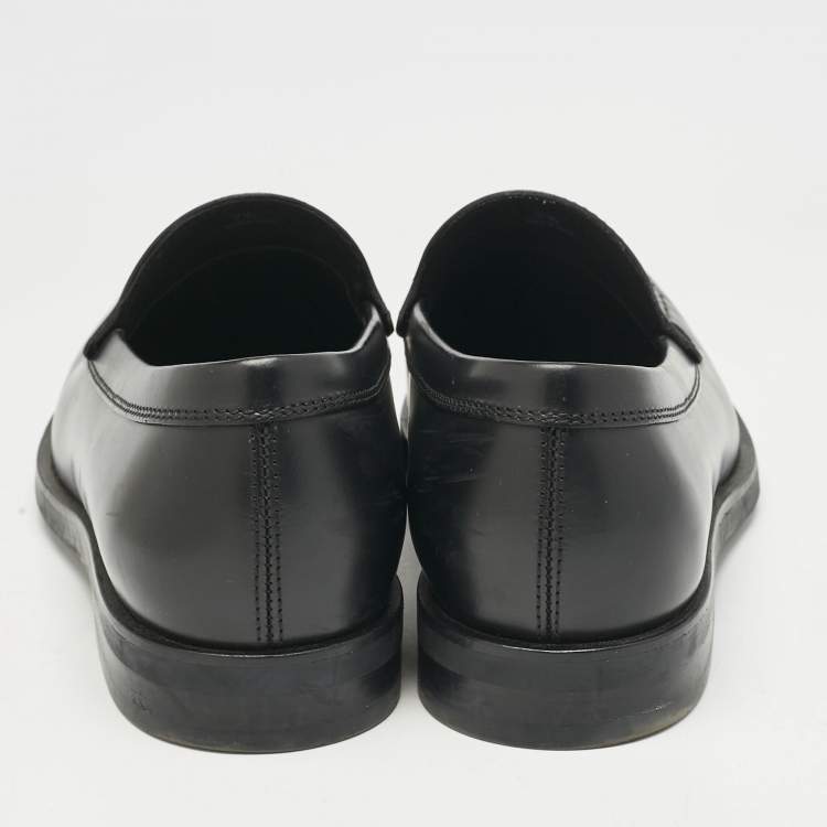 Pre Owned Tod's Black Leather Penny Slip On Loafers Size 41.5