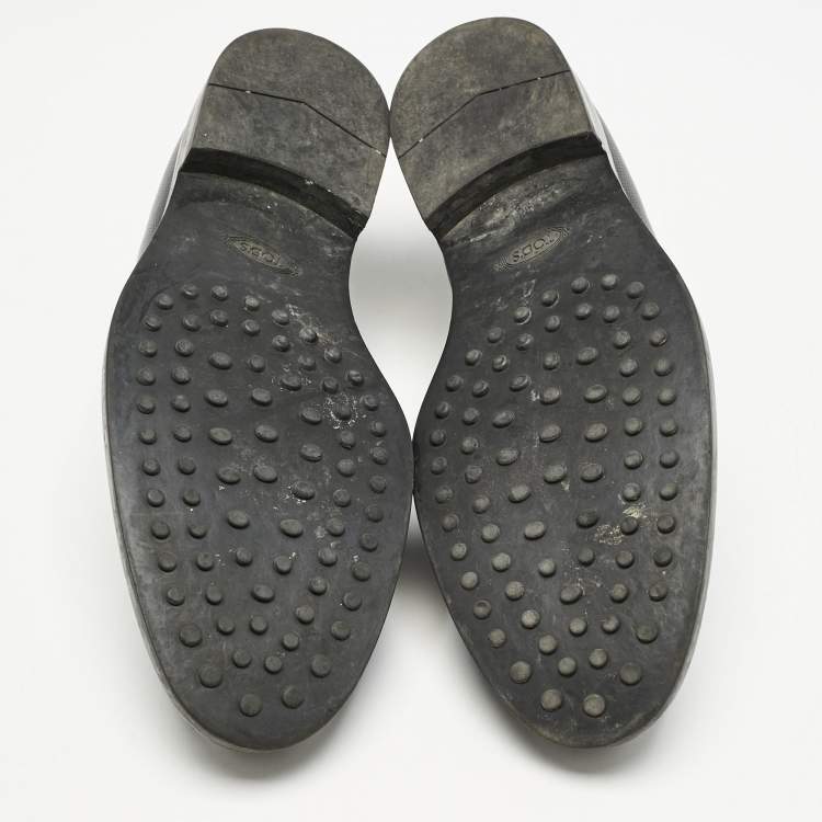 Pre Owned Tod's Black Leather Tassel Detail Loafers Size 42