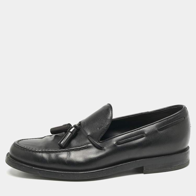 Pre Owned Tod's Black Leather Tassel Detail Loafers Size 42
