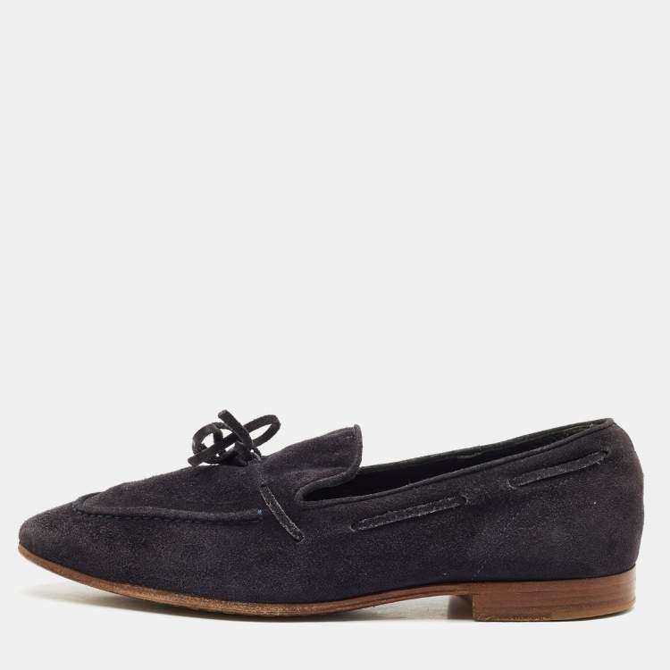 Pre Owned Tod's Navy Blue Suede Penny Penny Loafers Size 39.5