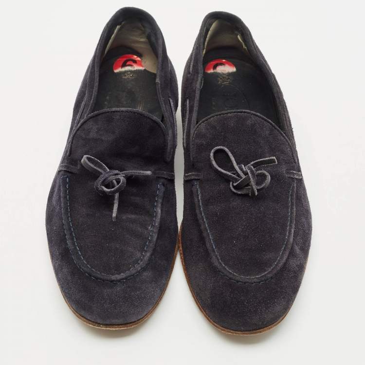 Pre Owned Tod's Navy Blue Suede Penny Penny Loafers Size 39.5