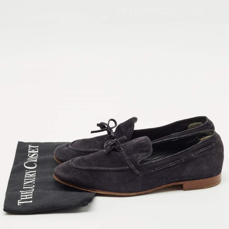 Pre Owned Tod's Navy Blue Suede Penny Penny Loafers Size 39.5
