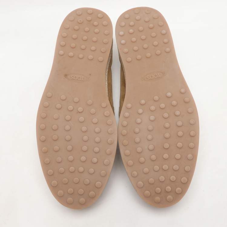 Pre Owned Tod's Khaki Suede Penny Penny Loafers Size 42