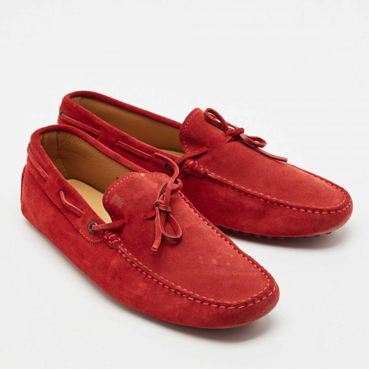 Pre Owned Tod's Dark Red Suede Slip On Loafers Size 42