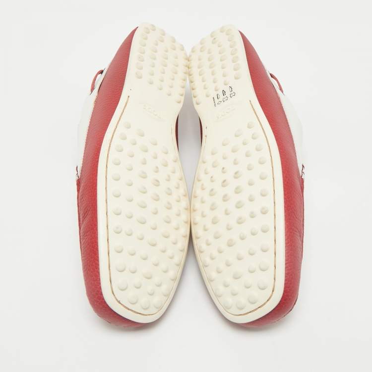 Pre Owned Tod's for Ferrari Two Tone Leather Boat Shoes Size 42