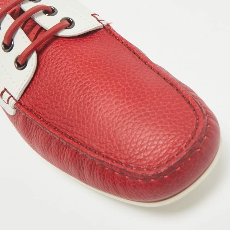 Pre Owned Tod's for Ferrari Two Tone Leather Boat Shoes Size 42