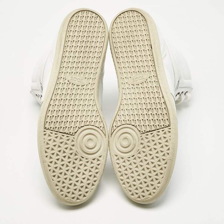 Pre Owned Tod's White Leather High Top Sneakers Size 44.5