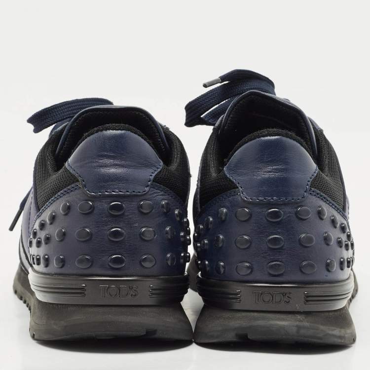 Pre Owned Tod's Navy Blue Leather and Nylon Low Top Sneakers Size 43