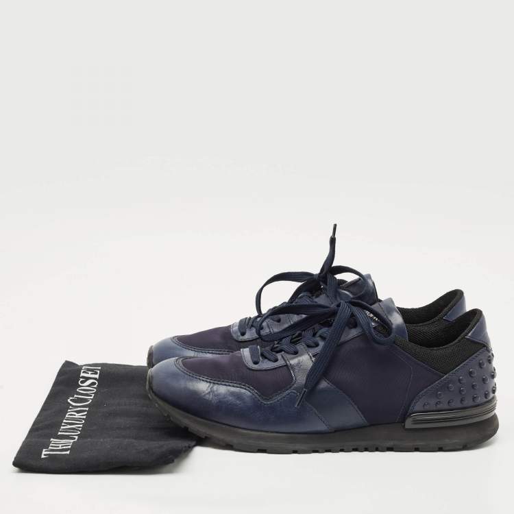 Pre Owned Tod's Navy Blue Leather and Nylon Low Top Sneakers Size 43