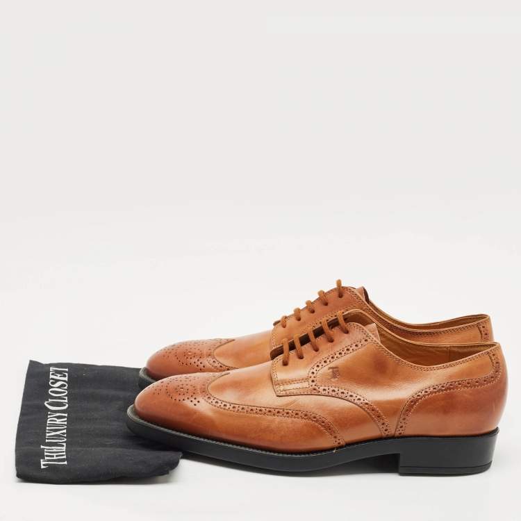 Pre Owned Tod's Brown Brogue Leather Lace Up Derby Size 48
