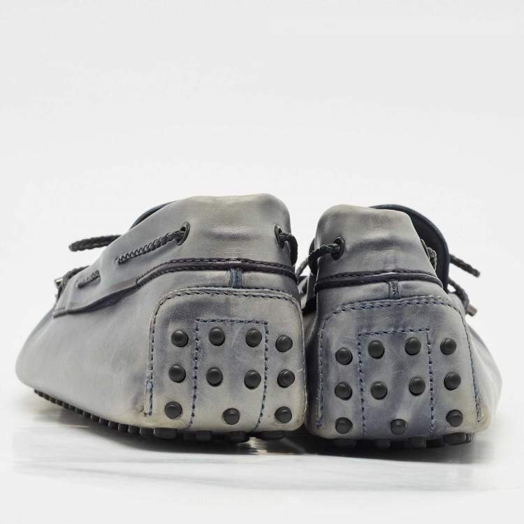 Pre Owned Tods Blue Leather Gommino Driving Loafers Size 48