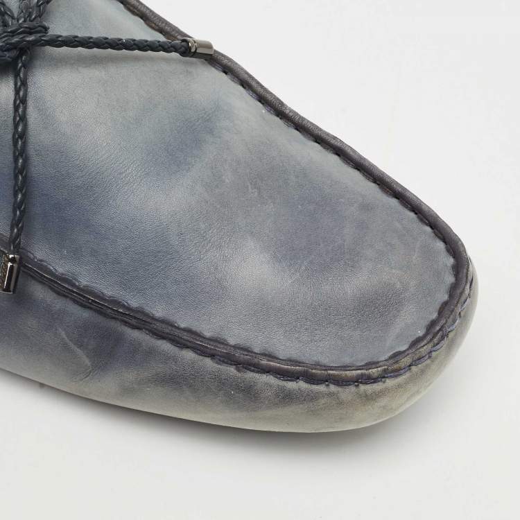 Pre Owned Tods Blue Leather Gommino Driving Loafers Size 48