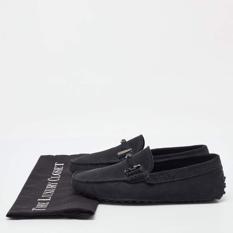 Pre Owned Tod's Midnight Blue Suede Slip On Loafers Size 38.5