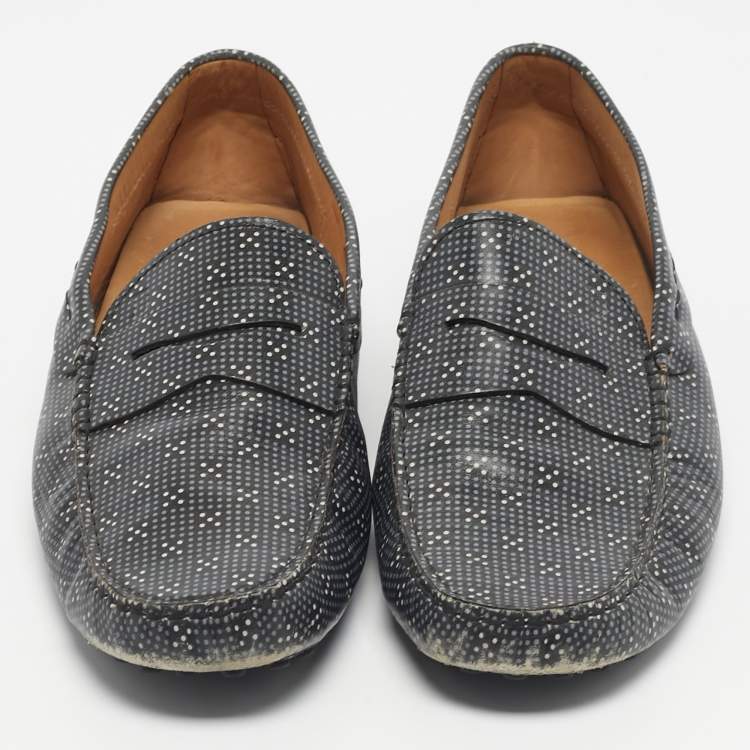 Pre Owned Tod's Two Tone Leather Slip On Driver Loafers Size 44.5